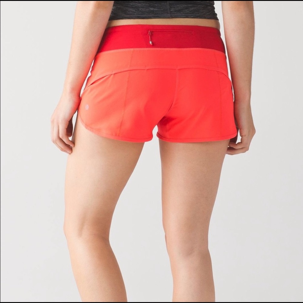 Lululemon Speed Short bright red and orange